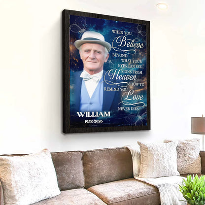 Custom Photo Memorial Canvas personalization view for Family