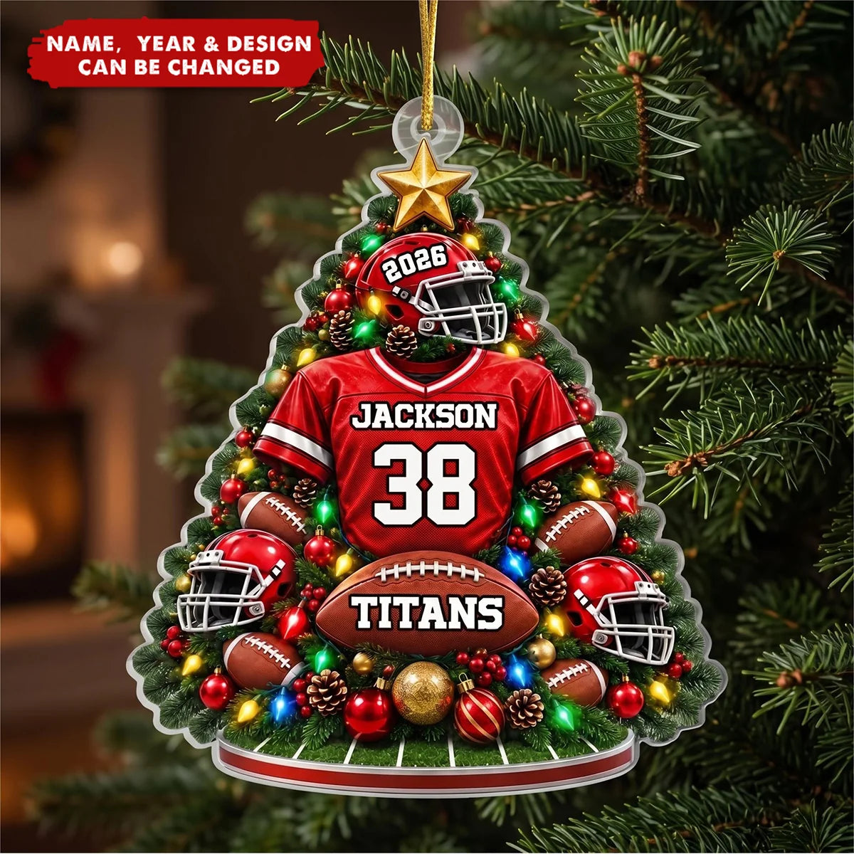 Custom Football Jersey Acrylic Ornament - Personalized Christmas Gift for Sports Fans