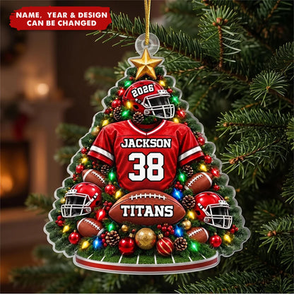 Custom Football Jersey Acrylic Ornament - Personalized Christmas Gift for Sports Fans