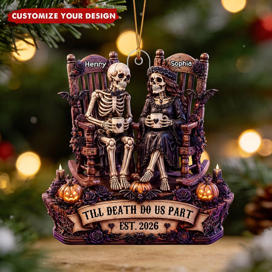 "Till Death Do Us Part" Skeleton Couple Acrylic Ornament - Personalized Gift for Couples