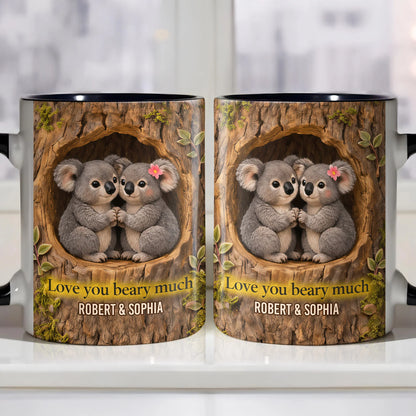 Personalized koala couple mug with quote Love You Beary Much and custom names - romantic anniversary ceramic gift image 6