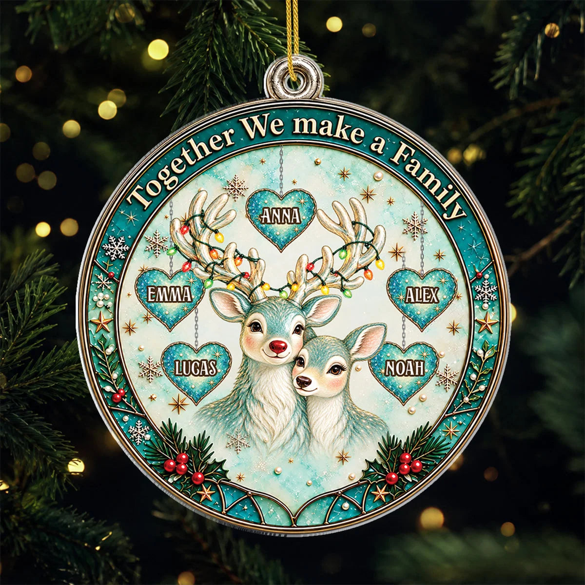 "Together We Make A Family" Personalized Acrylic Ornament - Custom Christmas Keepsake Gift