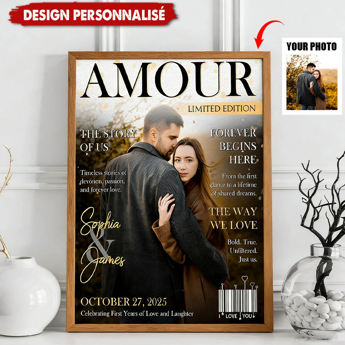 Custom Couple Photo Magazine Cover personalization view for Couples