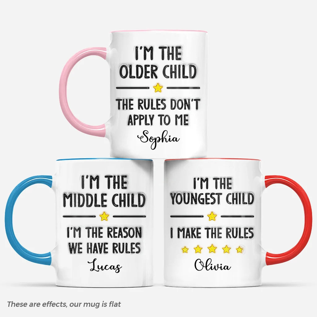 Middle Child Rules Funny Personalized Mug for Siblings - Custom Brother Sister Gift