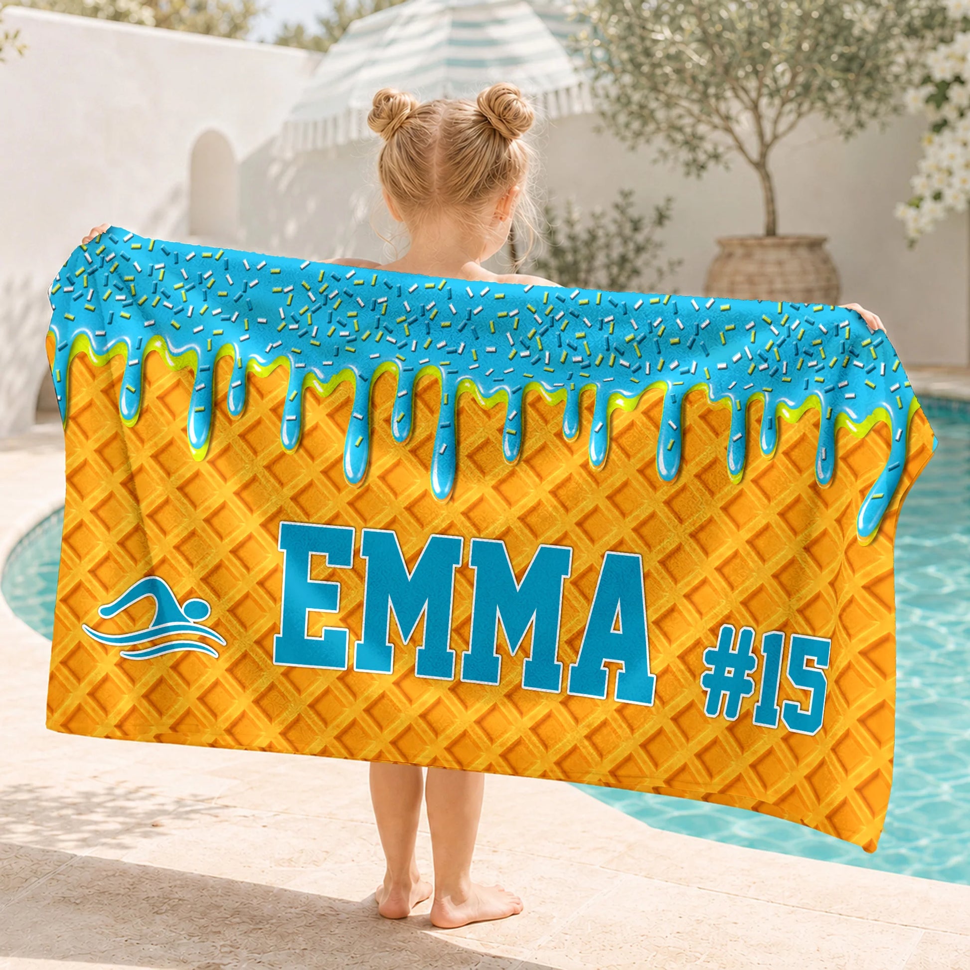 Personalized Sports Beach Towel personalization view for Kids/Babies