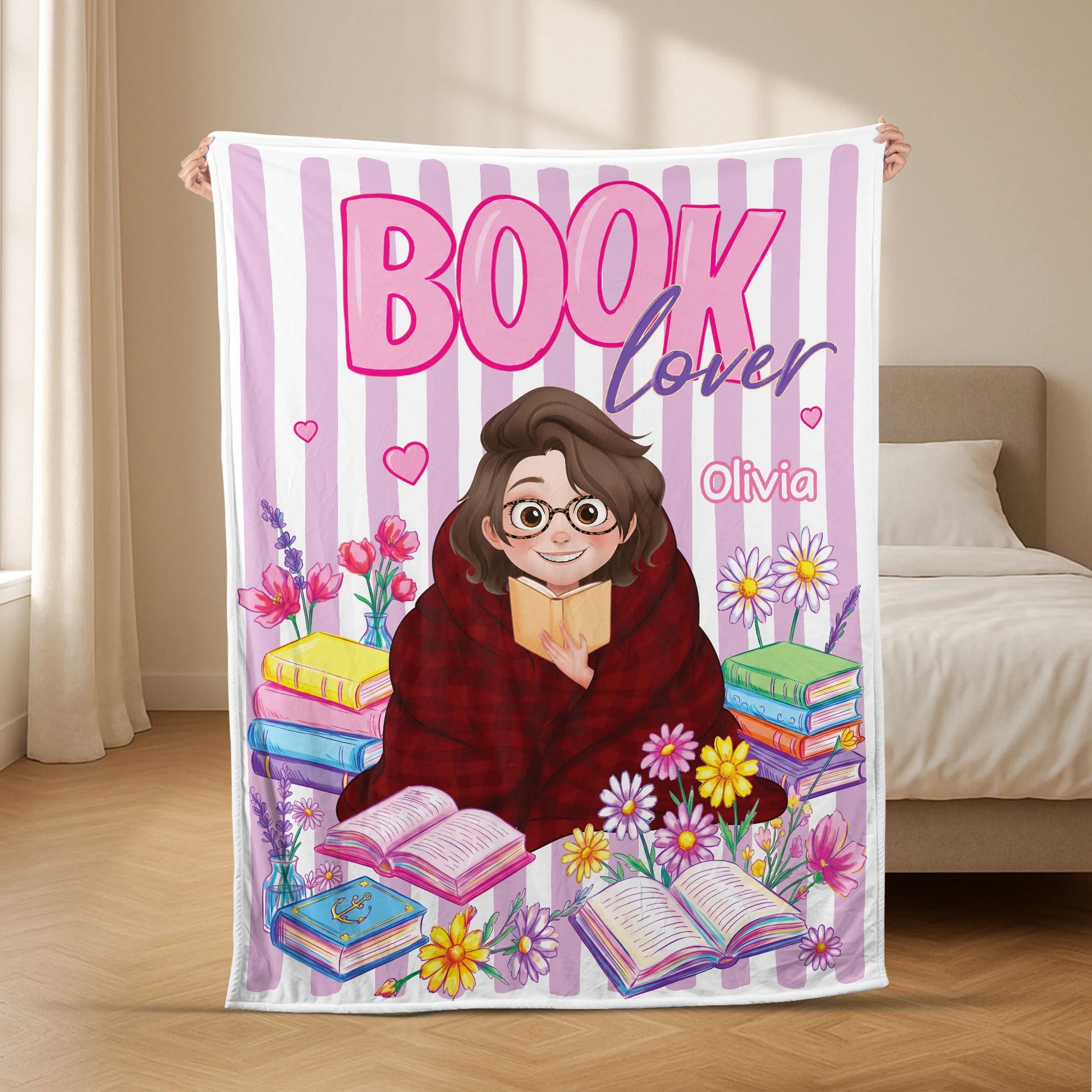 Personalized Book Lover Blanket personalization view for Daughter/Granddaughter