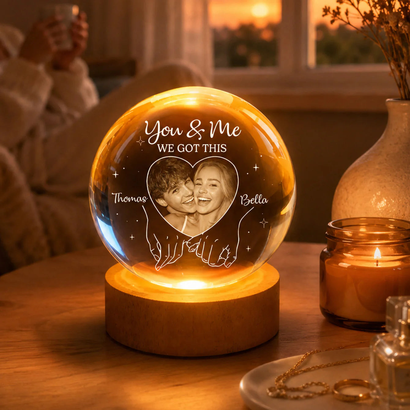 Custom Photo Crystal Ball for Wife with personalized design details for meaningful gifting image 6