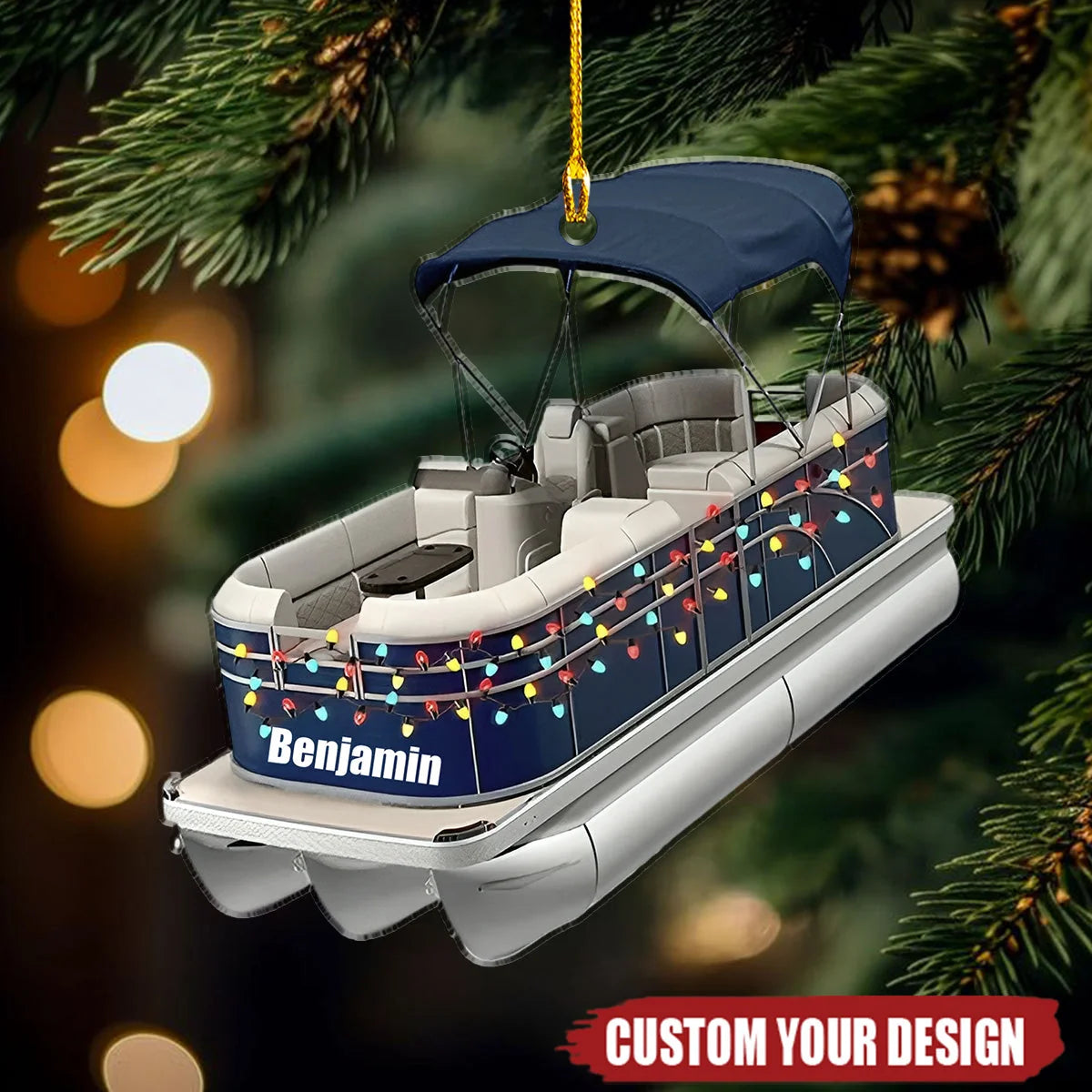 Custom Pontoon Boat Personalized Acrylic Ornament - Christmas Gift for Pontoon Lovers
