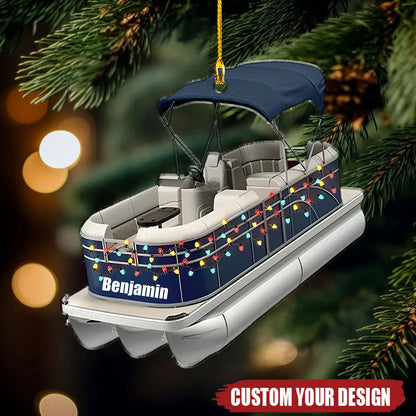 Custom Pontoon Boat Personalized Acrylic Ornament - Christmas Gift for Pontoon Lovers
