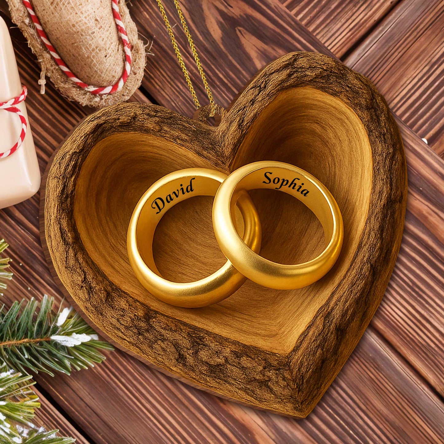 Personalized Anniversary Wood Ornament personalization view for Wife