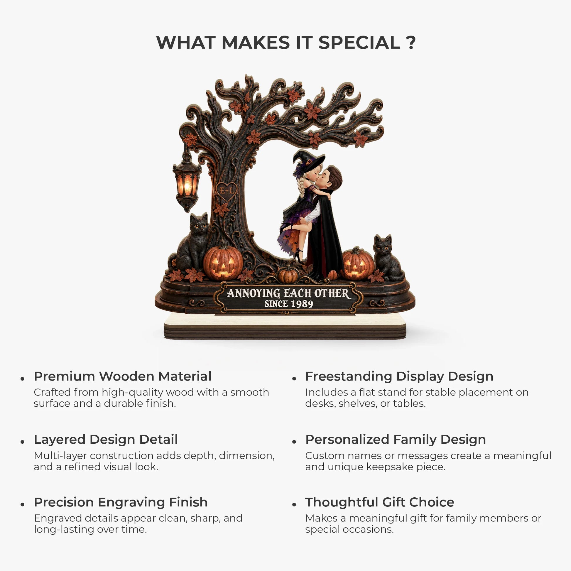 Personalized Halloween couple wooden plaque with spooky 3D printing effect - custom spooky gift for couples image 6