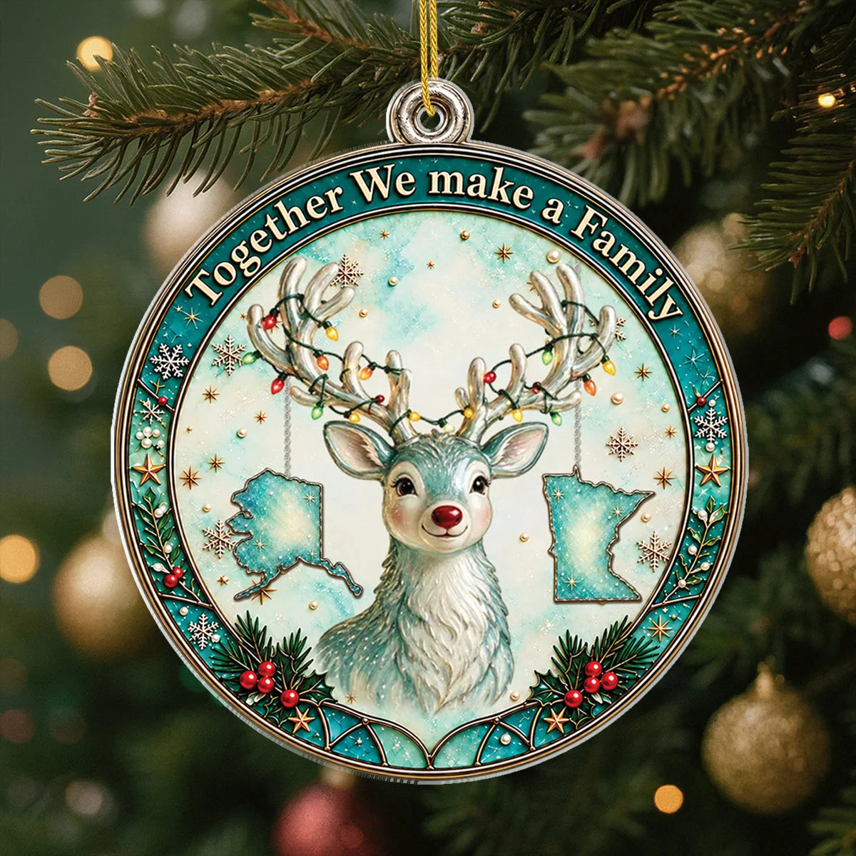 "Family Love Knows No Distance" - Personalized Long Distance Family Acrylic Ornament