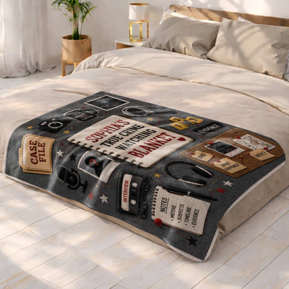 Personalized True Crime Blanket for Best Friends with personalized design details for meaningful gifting image 9