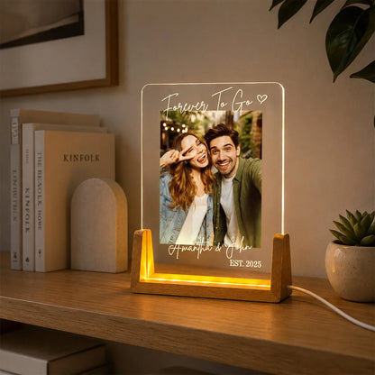Forever And Always Personalized Photo LED Night Light - Custom Keepsake Gift for Couples