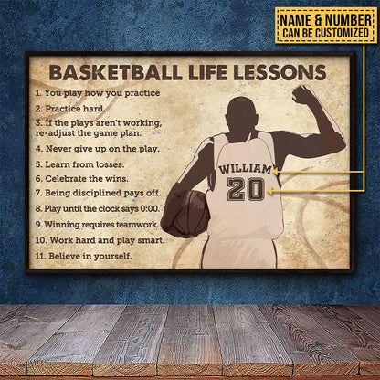 Basketball Life Lessons Personalized Poster / Canvas - Custom Basketball Player Wall Art Gift
