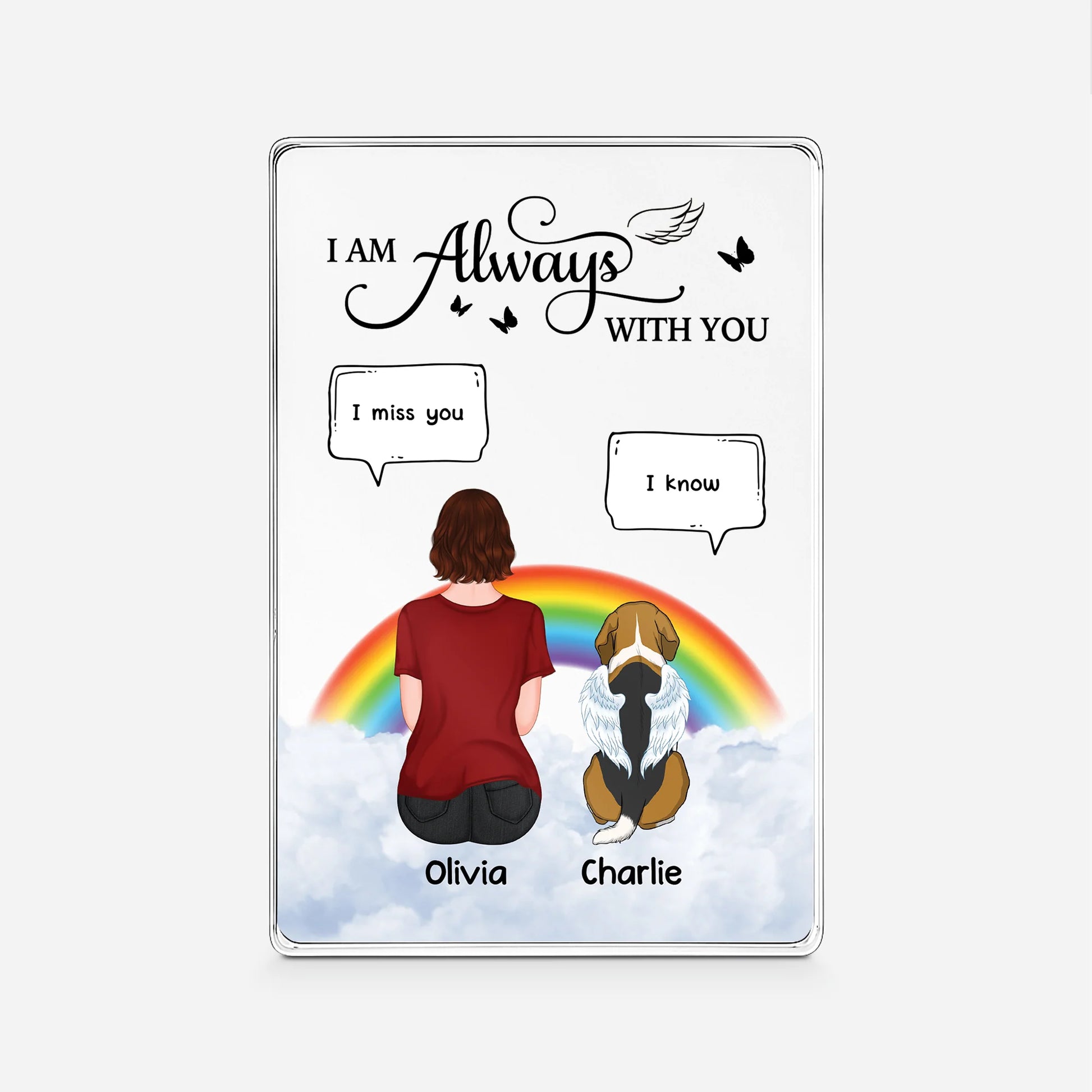 I Am Always With You Personalized Dog Memorial Acrylic Plaque - Custom Pet Loss Keepsake Gift