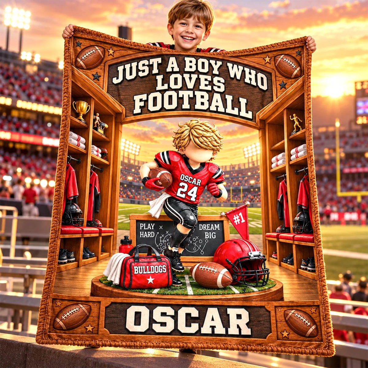 Personalized Just A Boy Who Loves Football Blanket, Custom Player Name & Number Gift, Christmas Keepsake C2408 Hv01 TL06
