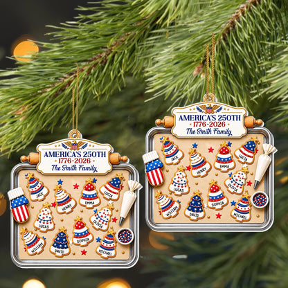 America's 250th Christmas Tree Cookies Personalized Acrylic Ornament - Holiday Keepsake for Family