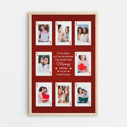 "World's Best Mom" Personalized Photo Playing Card Canvas / Poster - Custom Keepsake Gift
