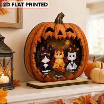 Personalized Halloween Cat Wooden Plaque personalization view for Cat Lovers