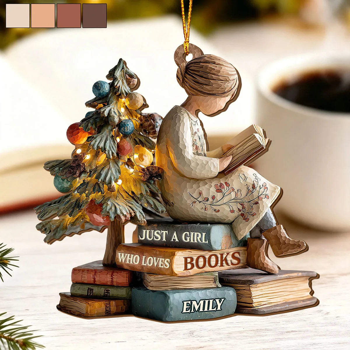 Personalized Book Lover Ornament personalization view for Daughter/Granddaughter