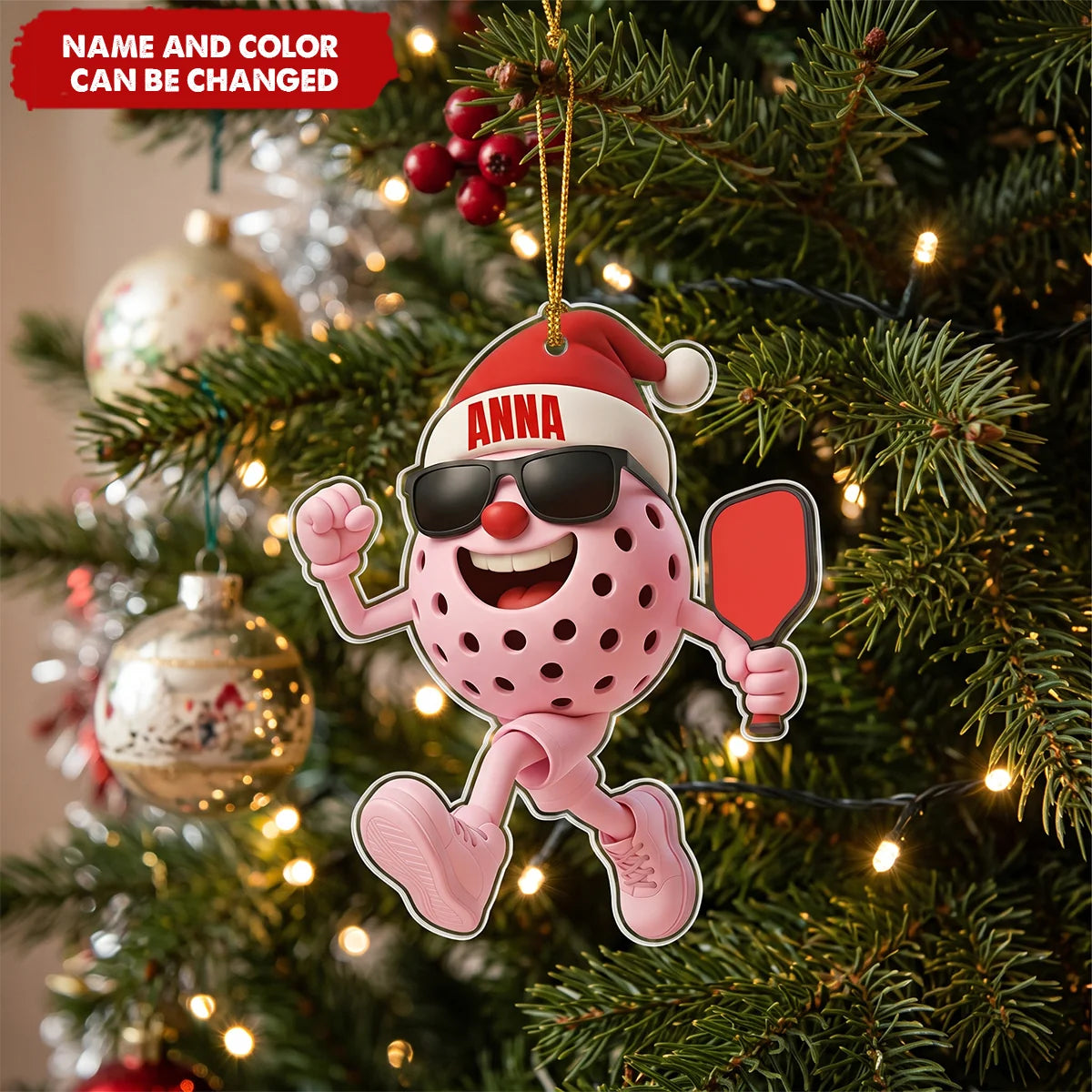 Custom Name Pickleball Player Acrylic Ornament - Personalized Holiday Keepsake Gift for Players