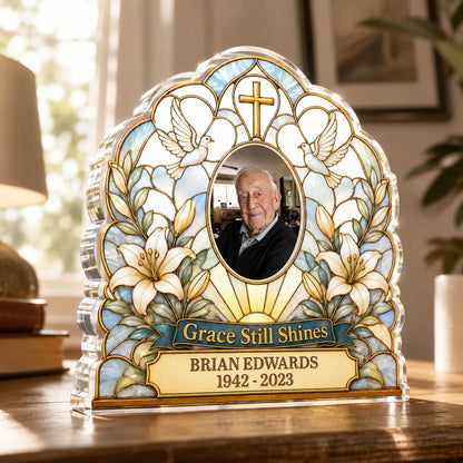 Grace Still Shines Memorial Personalized Acrylic Plaque - Custom Family Bereavement Remembrance Gift