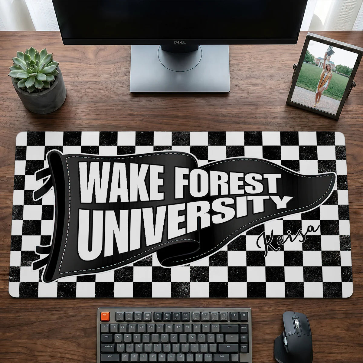 Custom College Pennant Desk Mat personalization view for Daughter/Granddaughter