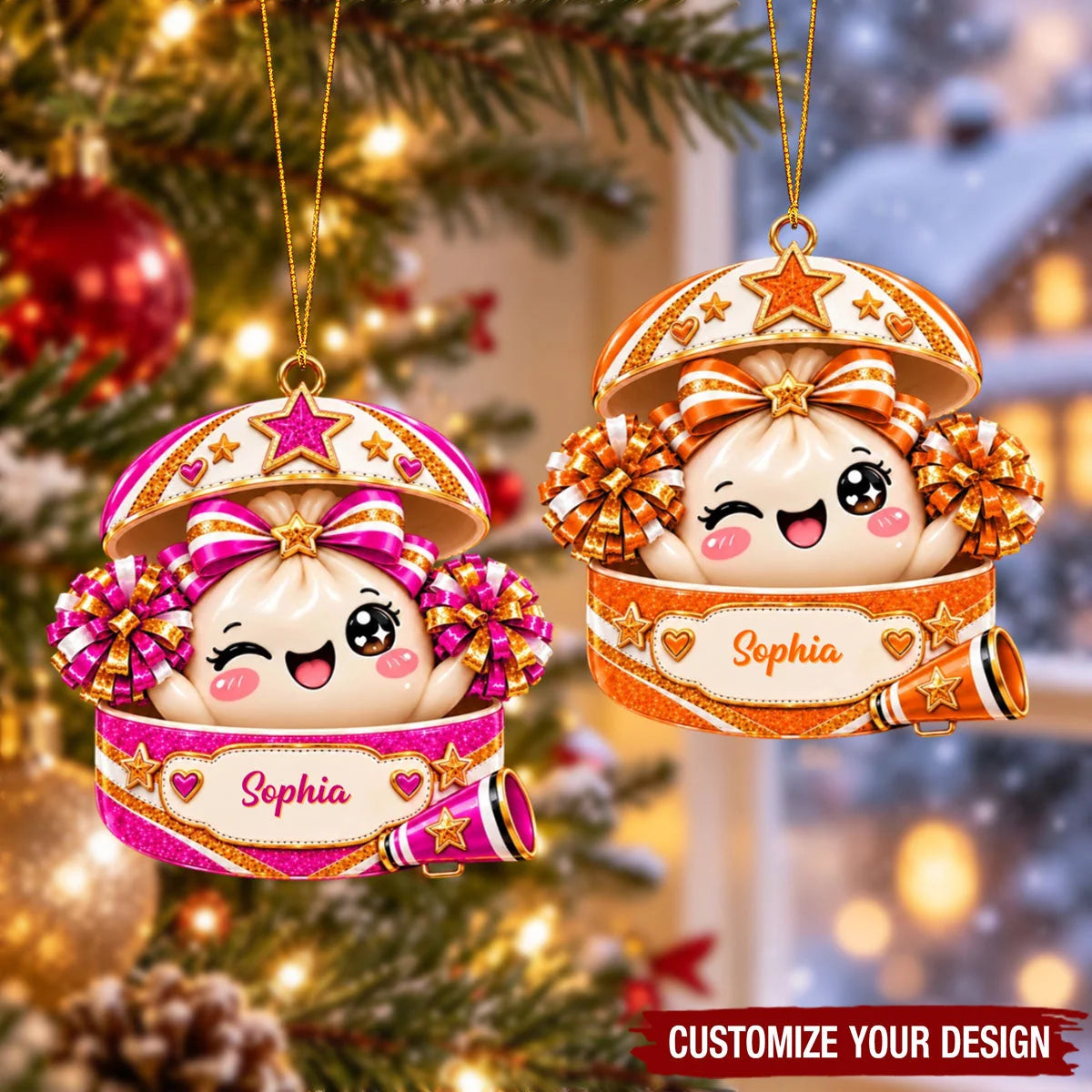 Squad Spirit Personalized Cheerleader Ornament for Daughters - Custom Name Christmas Tree Keepsake