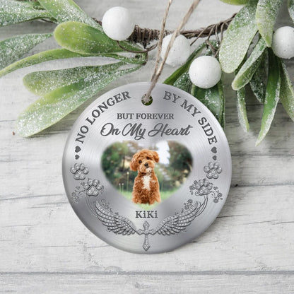 "No Longer By My Side" Personalized Ceramic Ornament - Custom Pet Photo Memorial Sympathy Gift