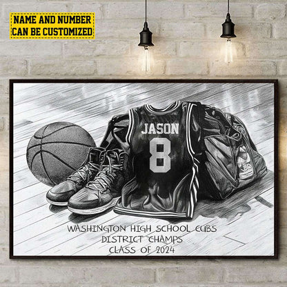 Custom Basketball Team Poster / Canvas - Personalized Senior Class Jersey Wall Art Gift for Players