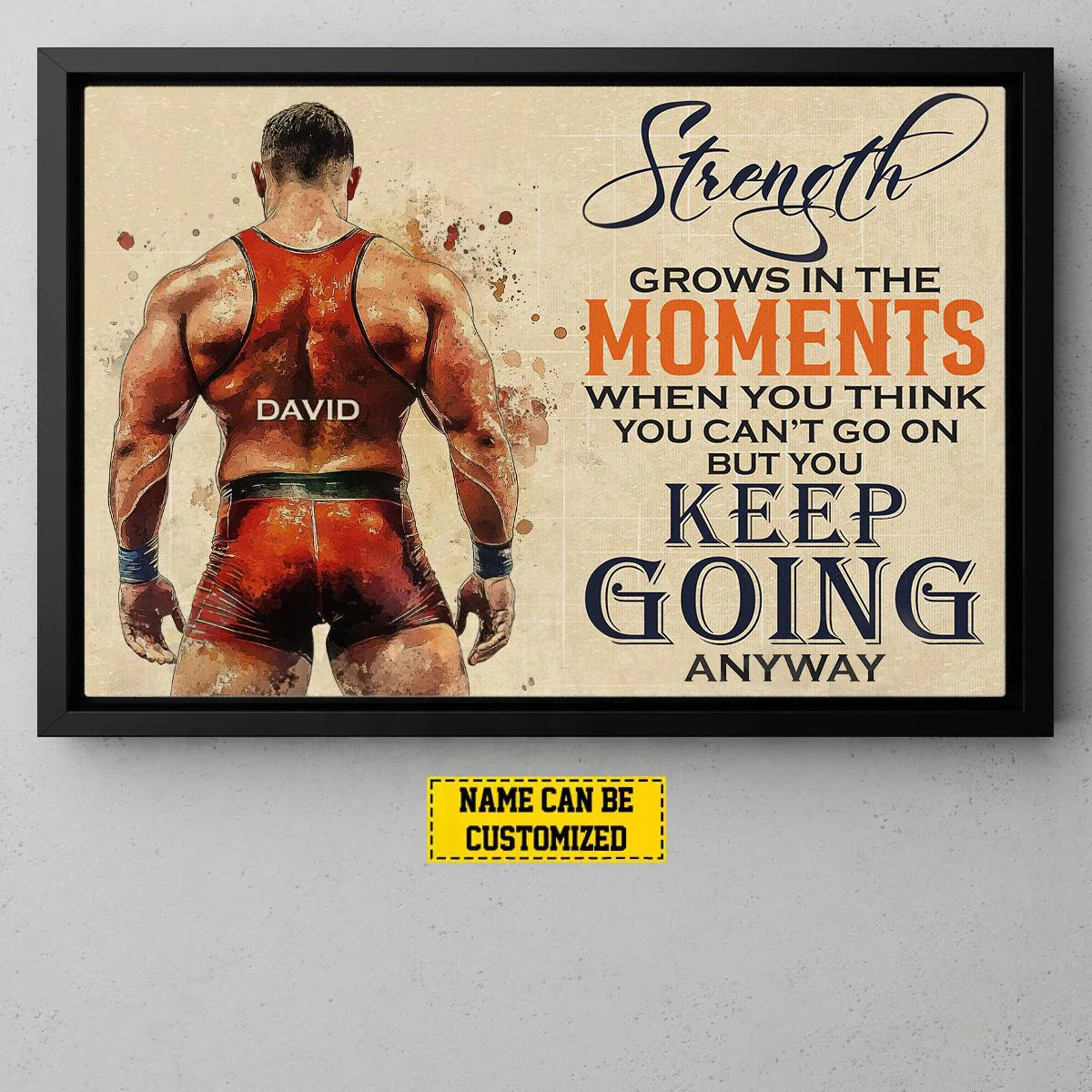 Personalized Wrestling Canvas Art for Son/Grandson with personalized design details for meaningful gifting image 6