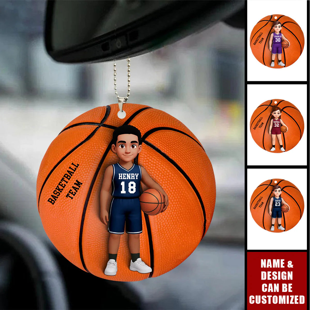 Personalized Basketball Car Ornament for Daughter/Granddaughter