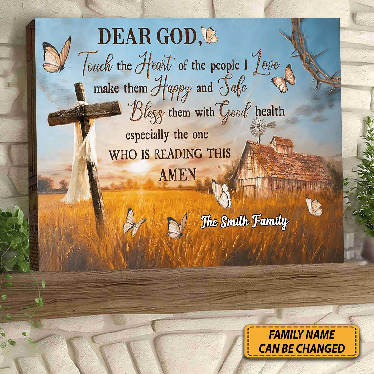 "Dear God Touch The Heart Of The People I Love" - Personalized Christian Canvas / Poster Wall Art For Family Home