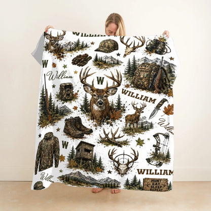 Personalized Deer Hunting Blanket personalization view for Dad