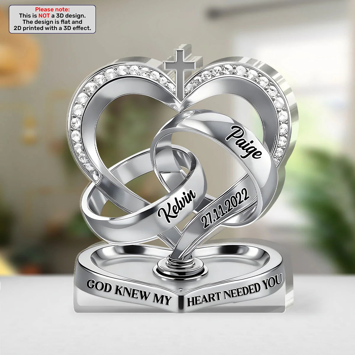 "God Knew My Heart Needed You" Personalized Acrylic Plaque for Couples - Custom Wedding Anniversary Gift