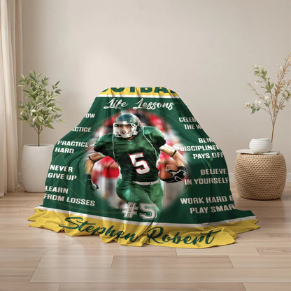 Football Life Lessons Personalized Blanket - Custom Name Gift for American Football Players
