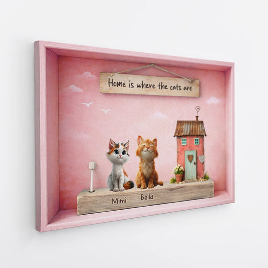 "Home Is Where The Cats Are" Personalized Canvas / Poster - Housewarming Wall Art Gift for Cat Lovers