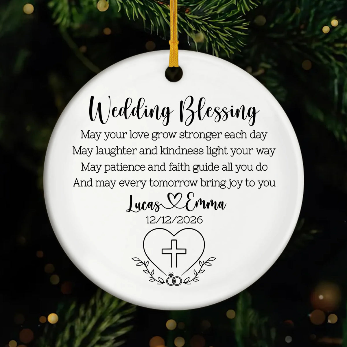 Wedding Blessing Keepsake - Personalized Wedding Gift Ceramic Ornament for Couple