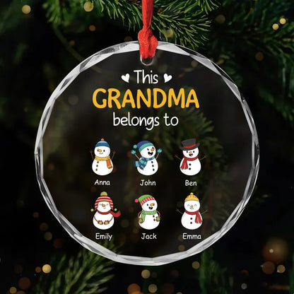 "This Grandma Belongs To" Personalized Glass Ornament - Custom Christmas Gift for Grandparents