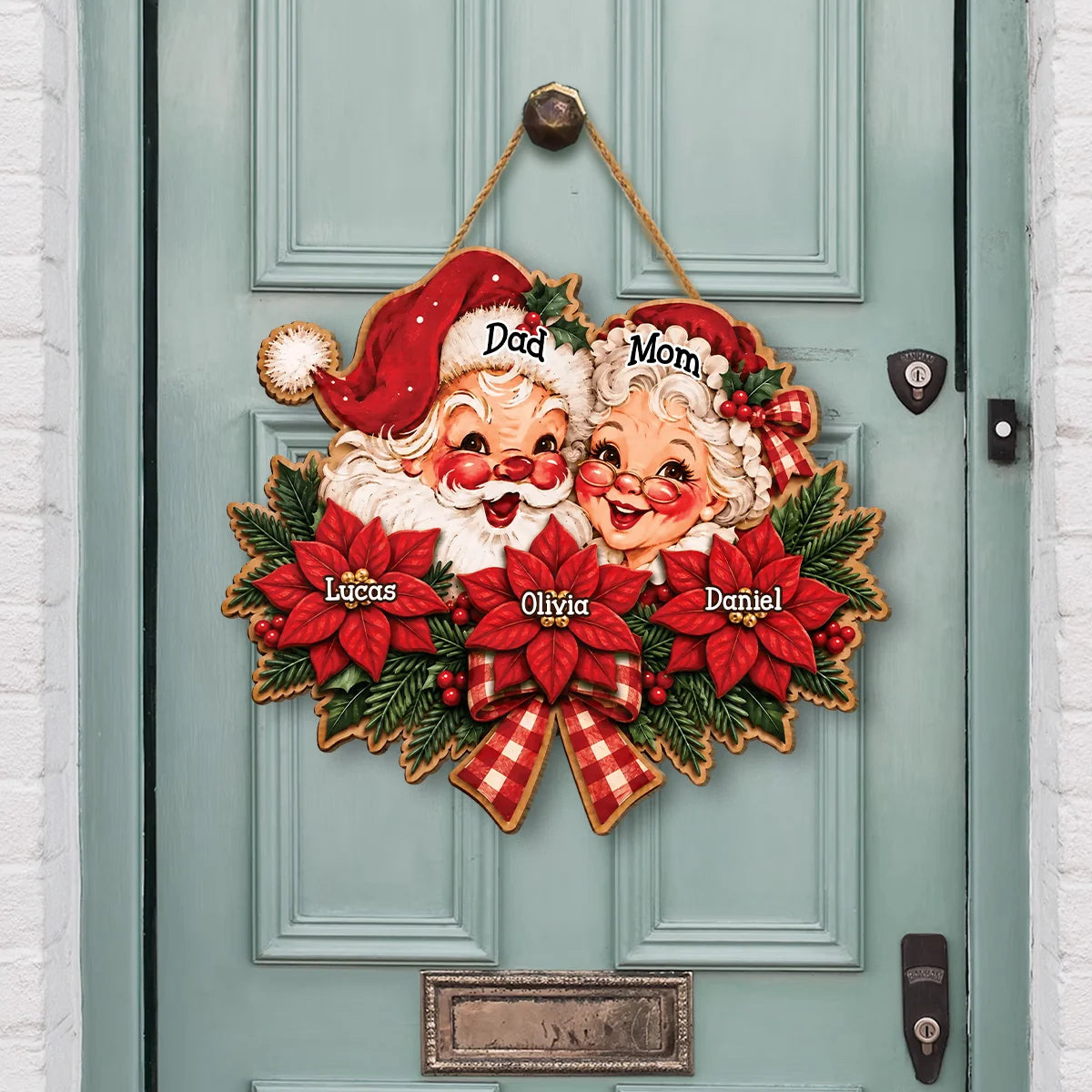 Grandpa & Grandma Personalized Christmas Wood Sign - Custom Holiday Gift for Grandparents