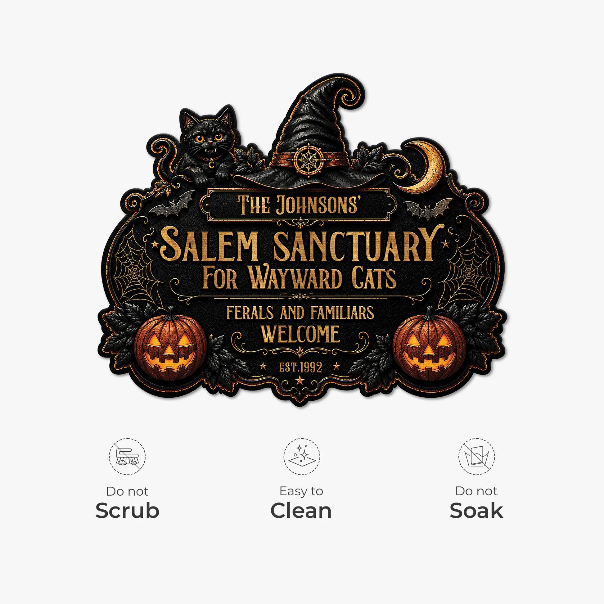 Salem Sanctuary For Wayward Cats Custom Halloween Doormat - Personalized Gift for Cat Lovers