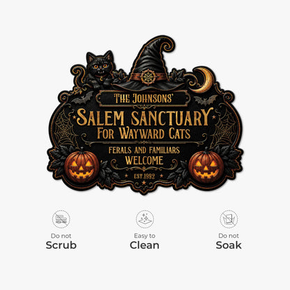 Salem Sanctuary For Wayward Cats Custom Halloween Doormat - Personalized Gift for Cat Lovers
