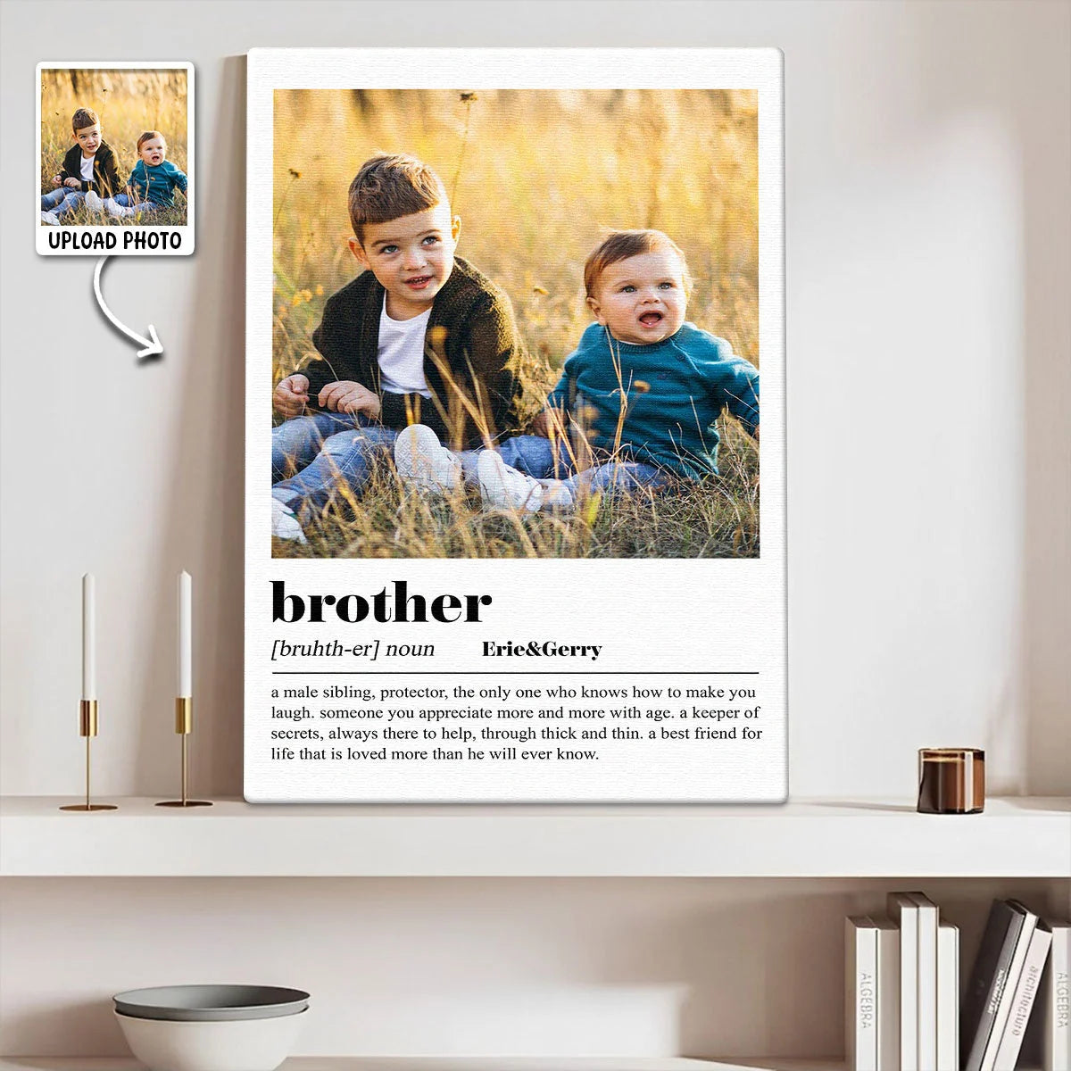 Brother Definition Custom Photo Canvas / Poster - Personalized Sibling Birthday Keepsake