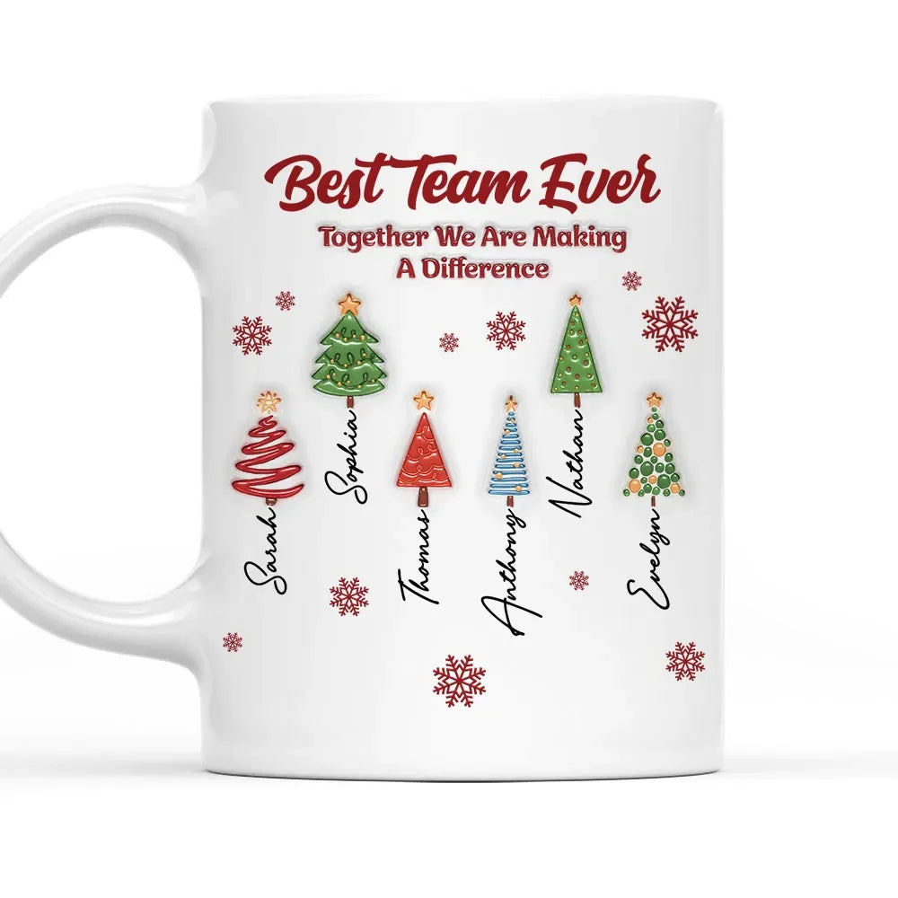 Best Team Ever Personalized Mug - Custom Christmas Coworker Coffee Cup Gift