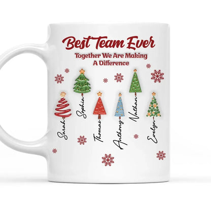 Best Team Ever Personalized Mug - Custom Christmas Coworker Coffee Cup Gift