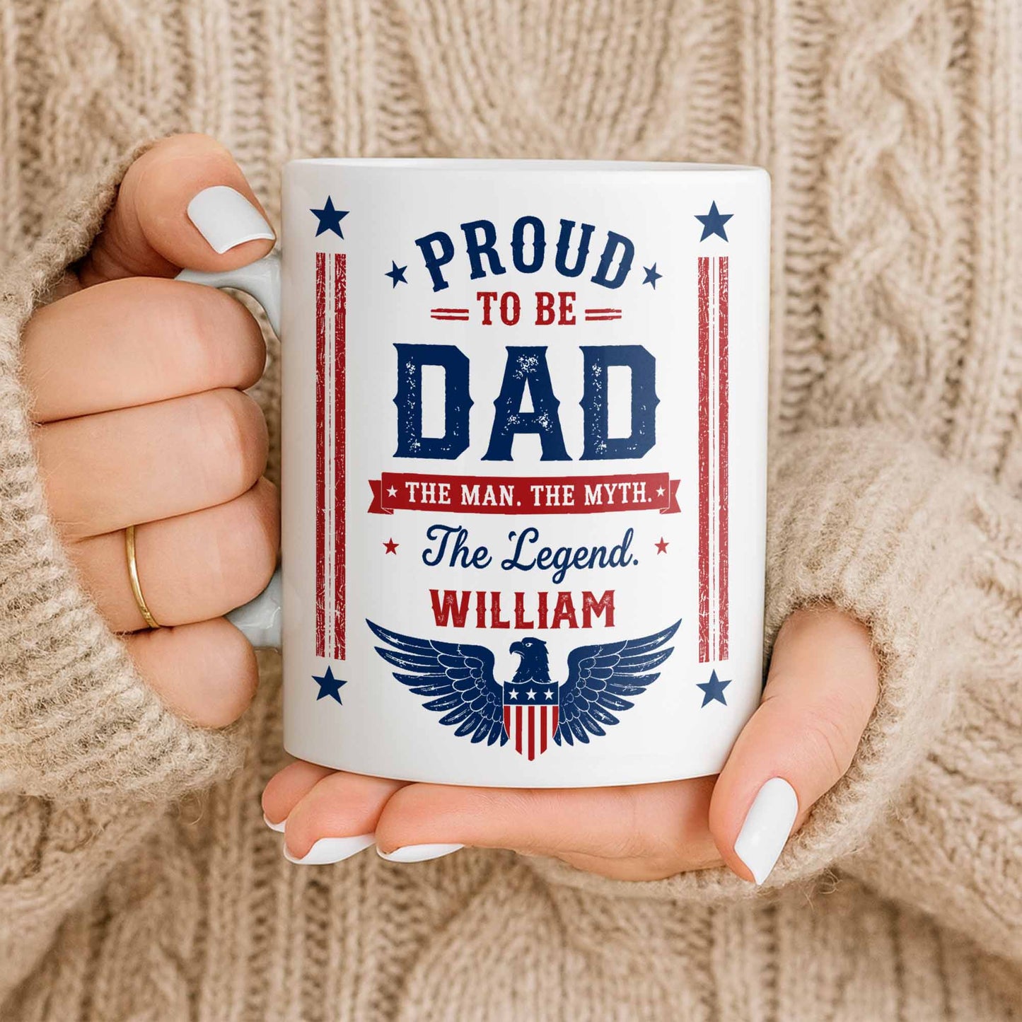 Personalized Dad the man the myth the legend mug with custom name and patriotic eagle graphic image 9