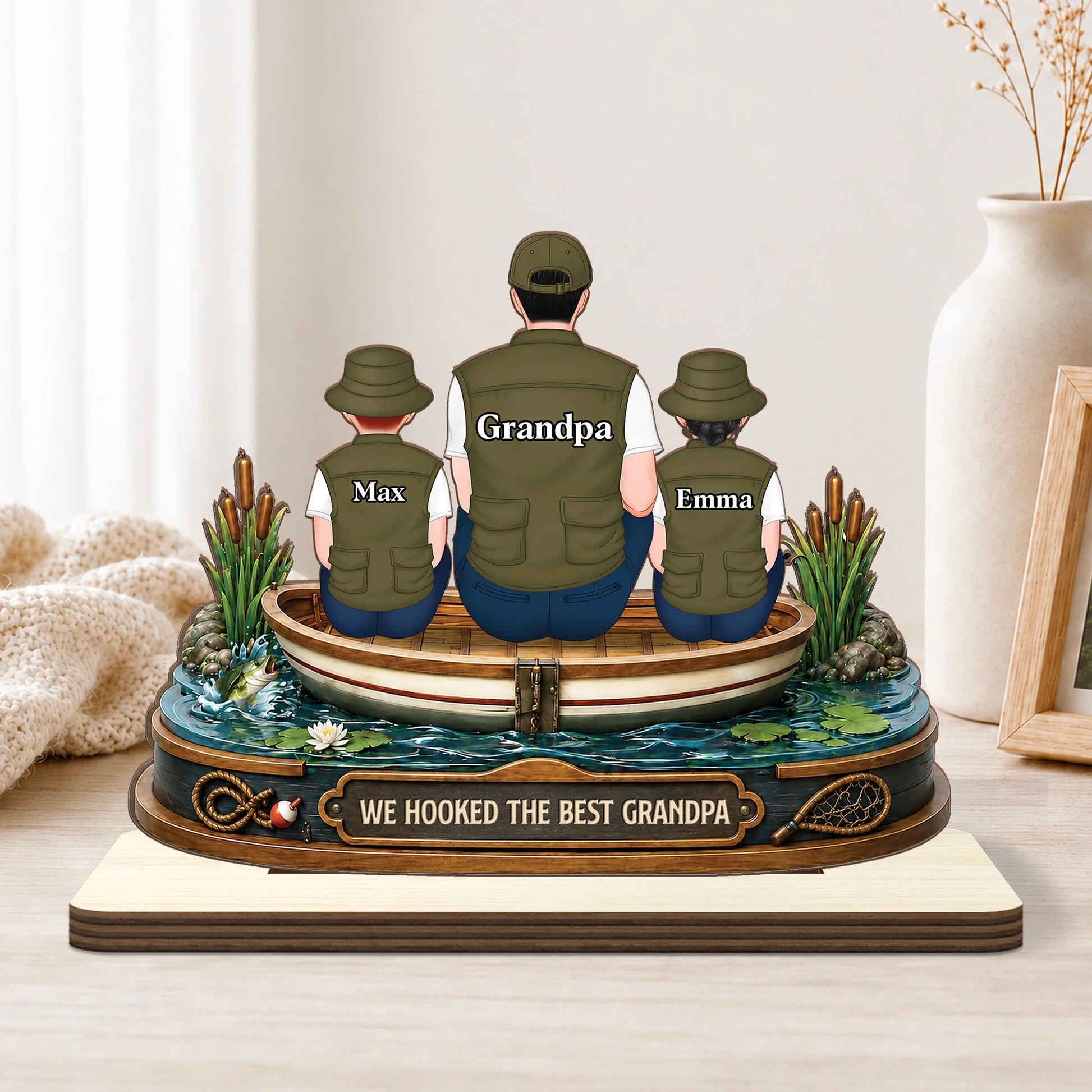 We Hooked The Best Dad Personalized Fishing Wooden Plaque - Custom Gift for Dad