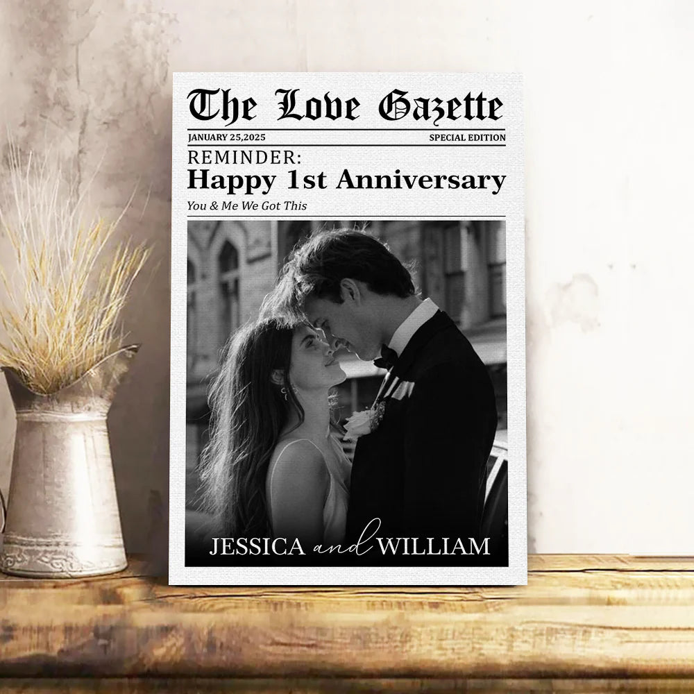 Custom couple newspaper poster canvas with personalized photo and anniversary text image 8