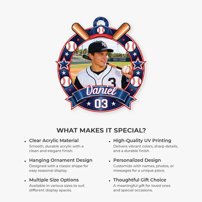 Custom Athlete Picture Keepsake - Personalized Sports Photo Acrylic Ornament for Kids & Athletes